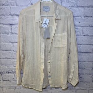 Rails Shirt White Sand Gauze Cotton Ellis Long Sleeve Size Large NWT